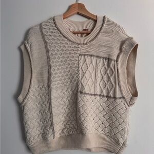 Free People Women's Cream Cableknit Sweater Vest